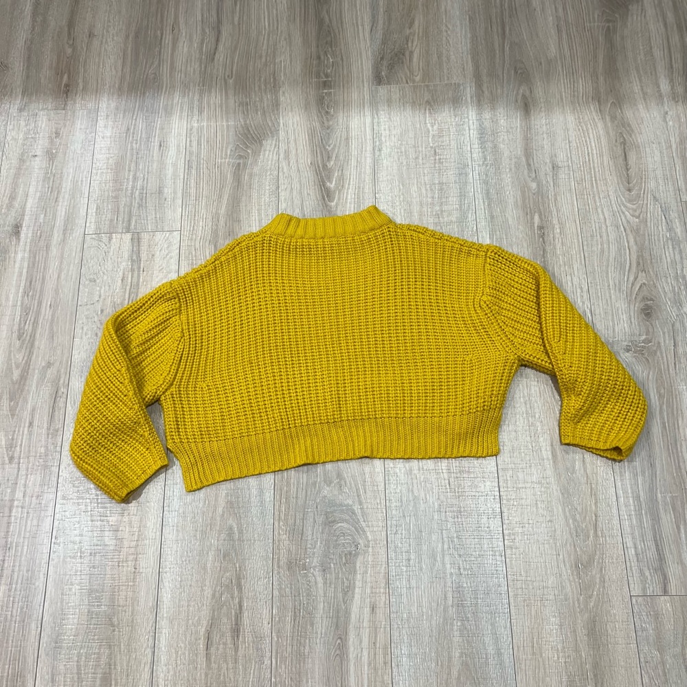 Crop Knit Sweater- Mustard Yellow